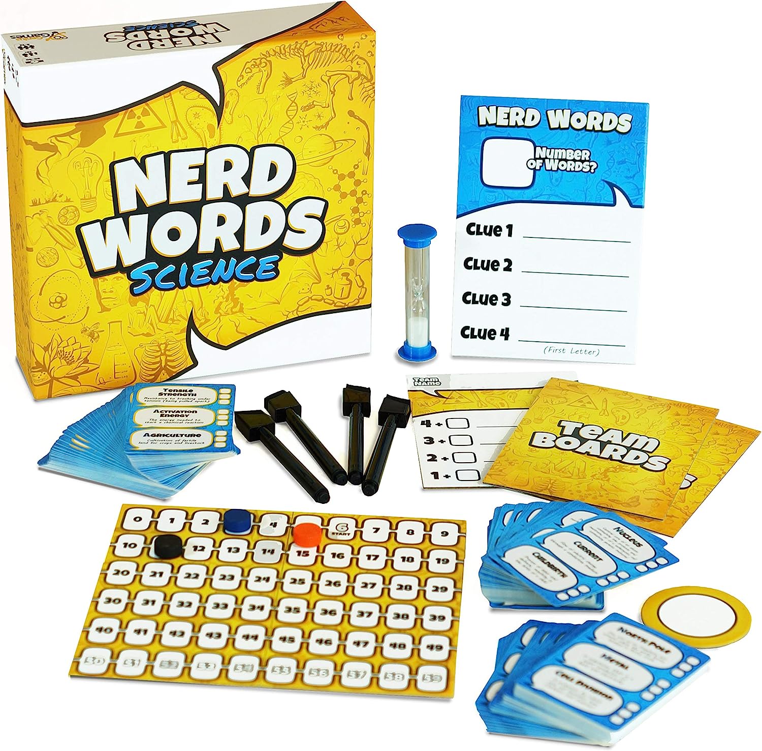 Bundle for GameSchooling - Includes Nerd Words Science!, Ecosystem, Math Rush - Fun Family Games for Kids - Science Word Game - Biology Board Game - Math Game for Addition and Subtraction