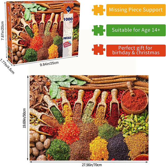 1000 Piece Puzzles for Adults - Colourful Spices - Jigsaw Puzzles for Adults and Kids 1000 Piece Educational Games Colorful Puzzles for Home Decoration(27.6"x 19.7")