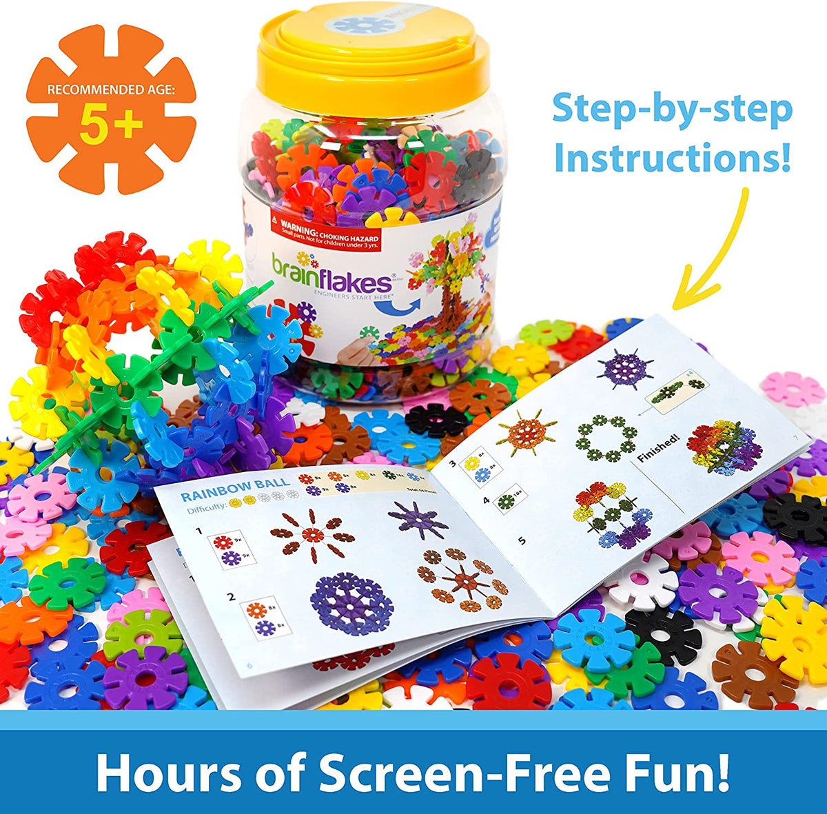 Brain Flakes 500 Piece Interlocking Plastic Disc Set - A Creative and Educational Alternative to Building Blocks - Tested for Children's Safety - A Great Stem Toy for Both Boys and Girls