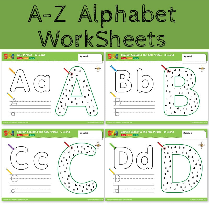 26 Letters A-Z Alphabet Digital Connection Practice Paper